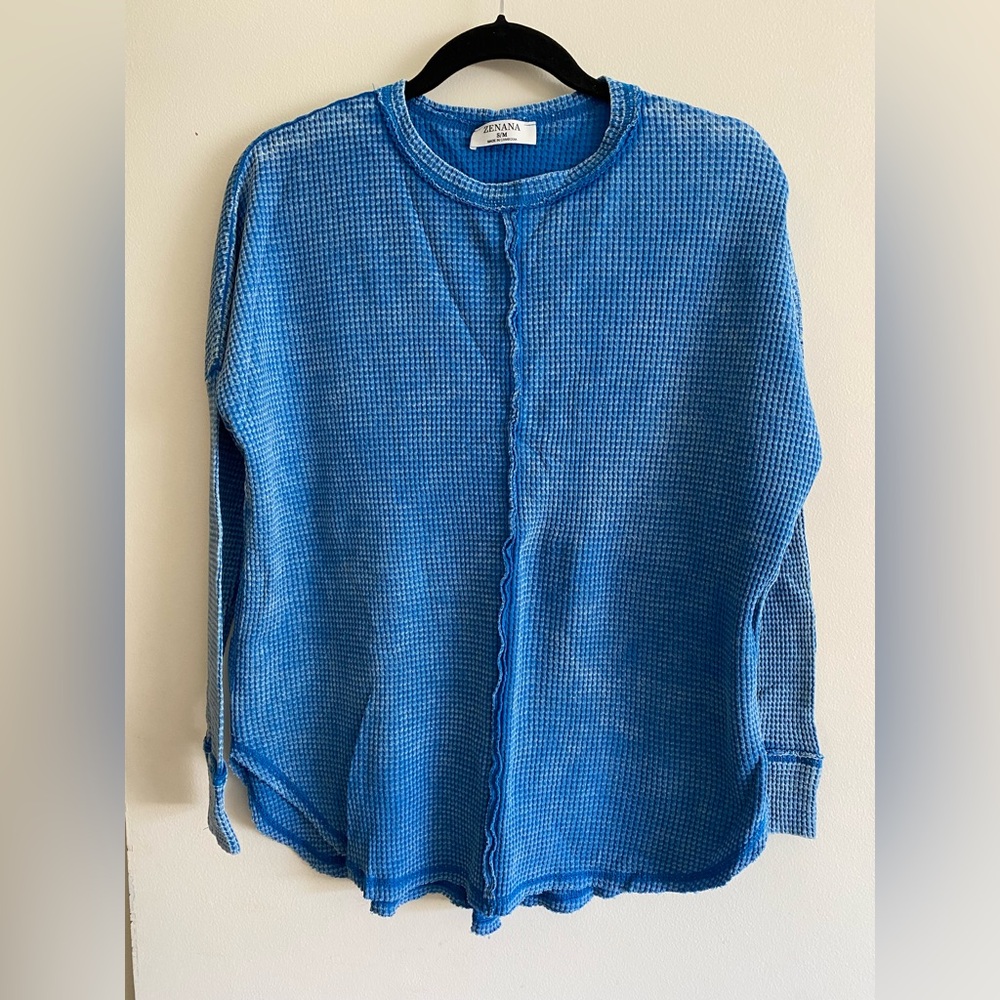 Zenana Outfitters Vibrant Blue Crew Neck Sweater